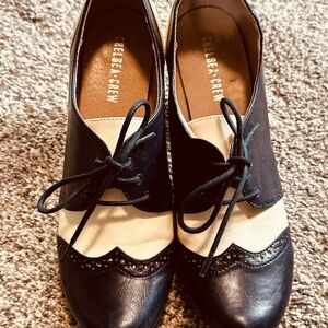 chelsea crew Two-Tone Navy Blue and Cream Wingtip Oxfords